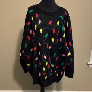 Torrid Black Sweater with Festive Christmas Light Design